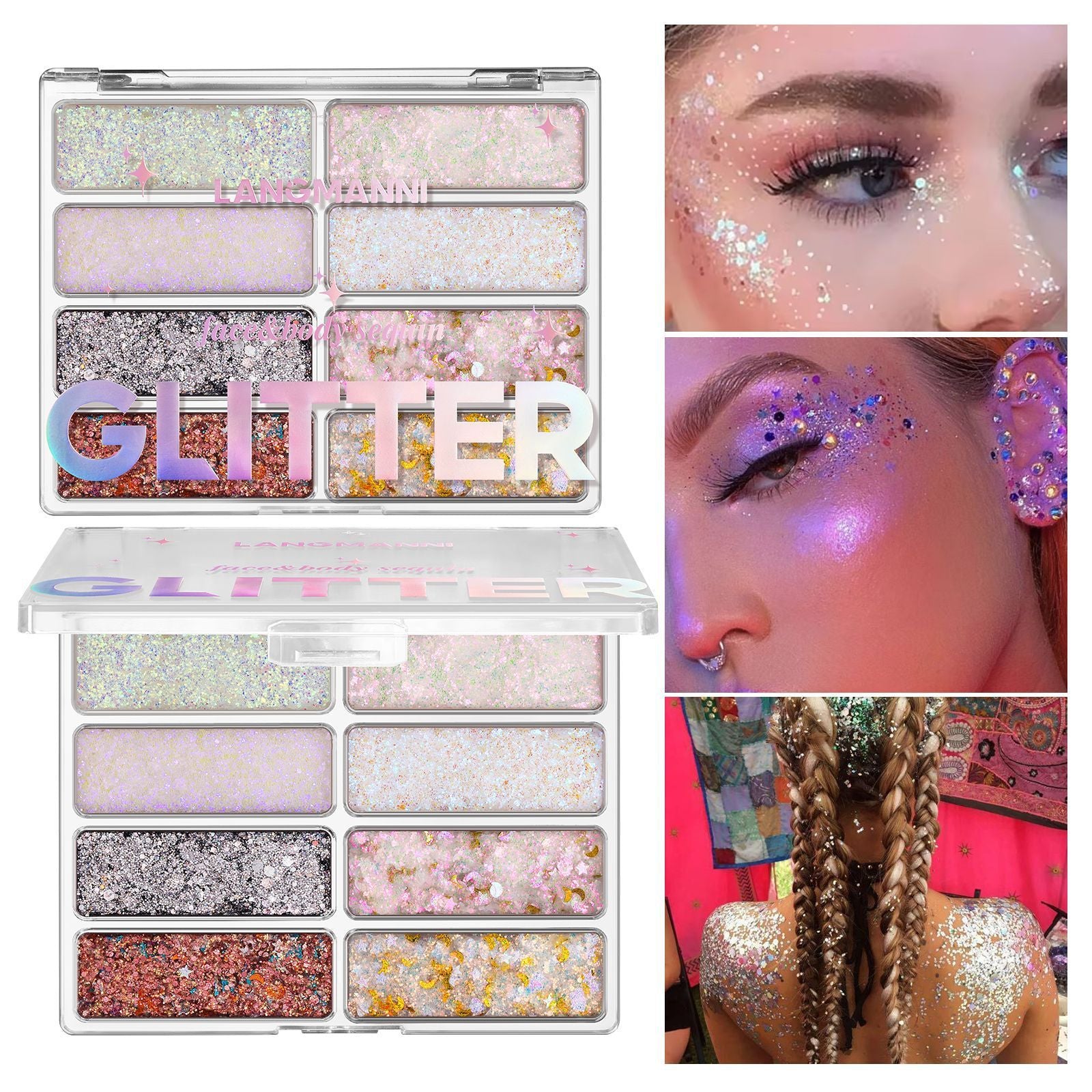 Large Capacity Body Sequins Makeup Palette for Stunning Looks