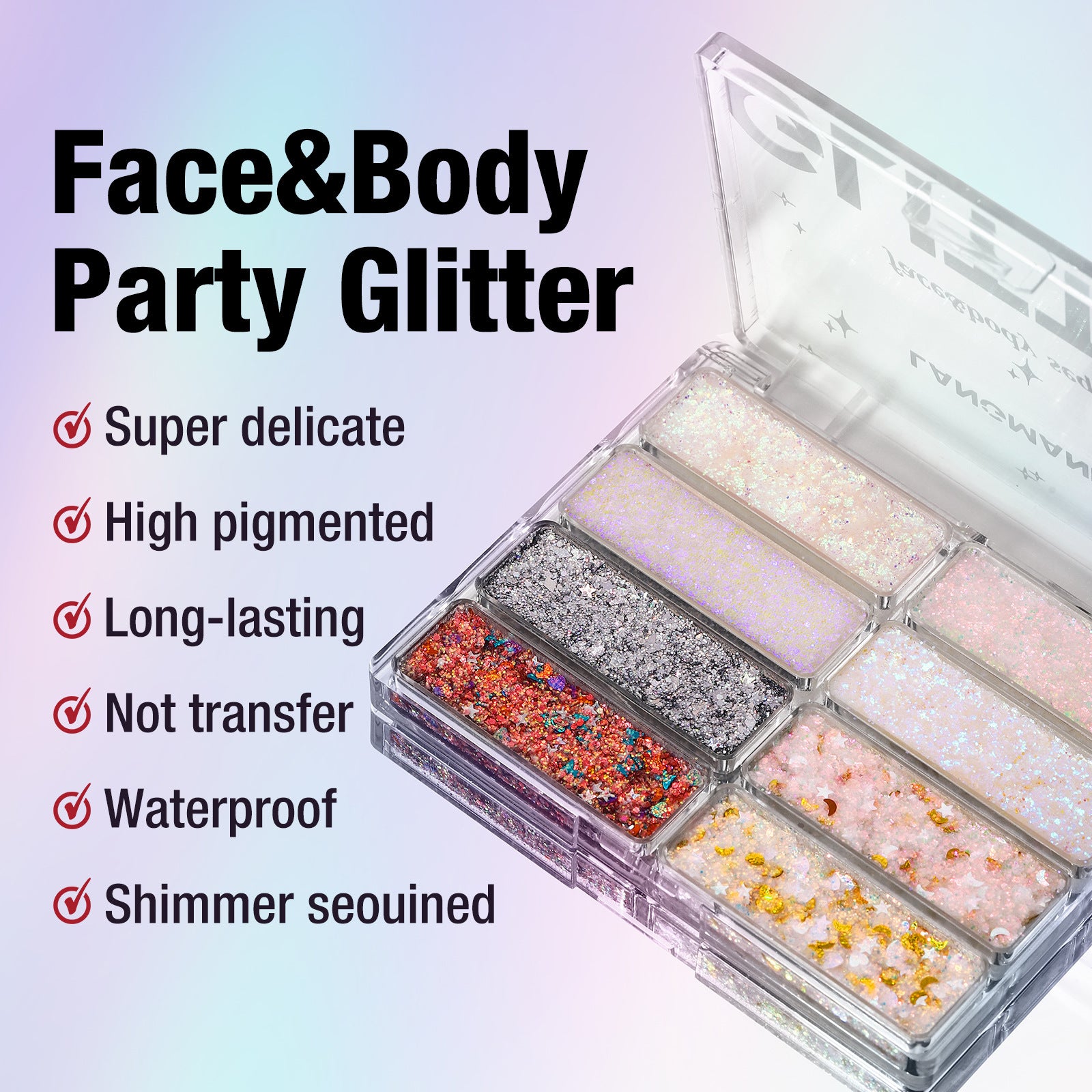 Large Capacity Body Sequins Makeup Palette for Stunning Looks