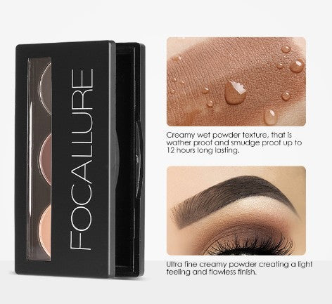 Long-Lasting Three-Color Eyebrow Powder for Waterproof, Smudge-Proof Brows