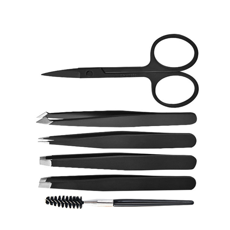 6-Piece Eyebrow Clip & Pliers Set with Eyebrow Brush – Precision Grooming for Perfect Brows