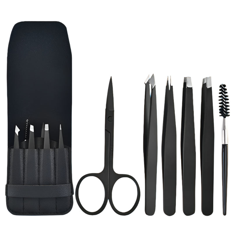 6-Piece Eyebrow Clip & Pliers Set with Eyebrow Brush – Precision Grooming for Perfect Brows