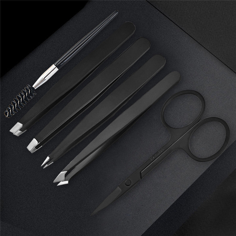 6-Piece Eyebrow Clip & Pliers Set with Eyebrow Brush – Precision Grooming for Perfect Brows