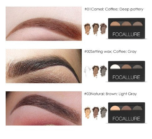 Long-Lasting Three-Color Eyebrow Powder for Waterproof, Smudge-Proof Brows