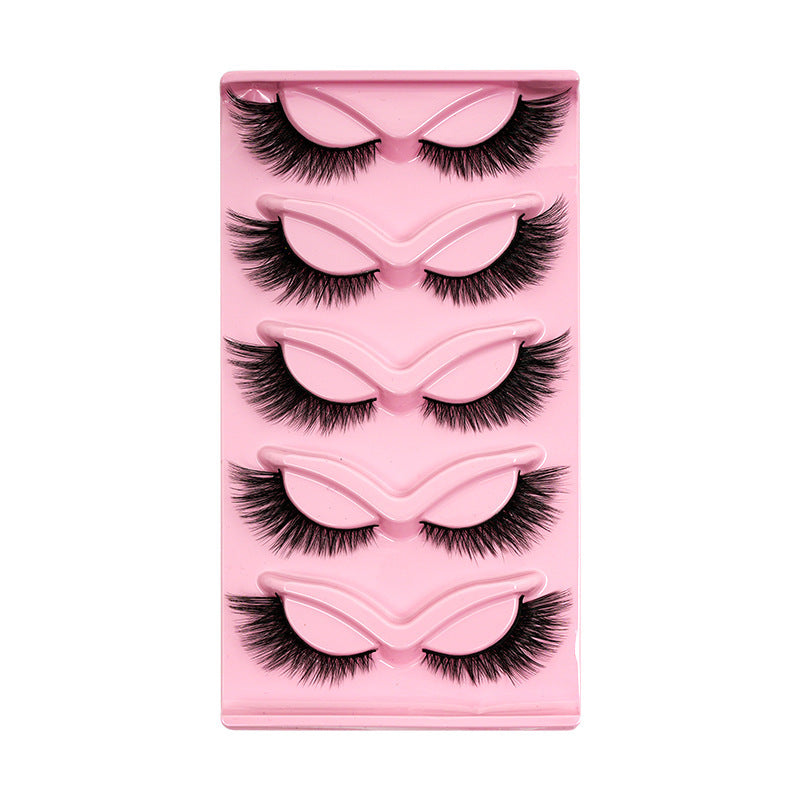 Five Pair Cat Eye Oblique Makeup Eyelashes for Thick, Dramatic Look