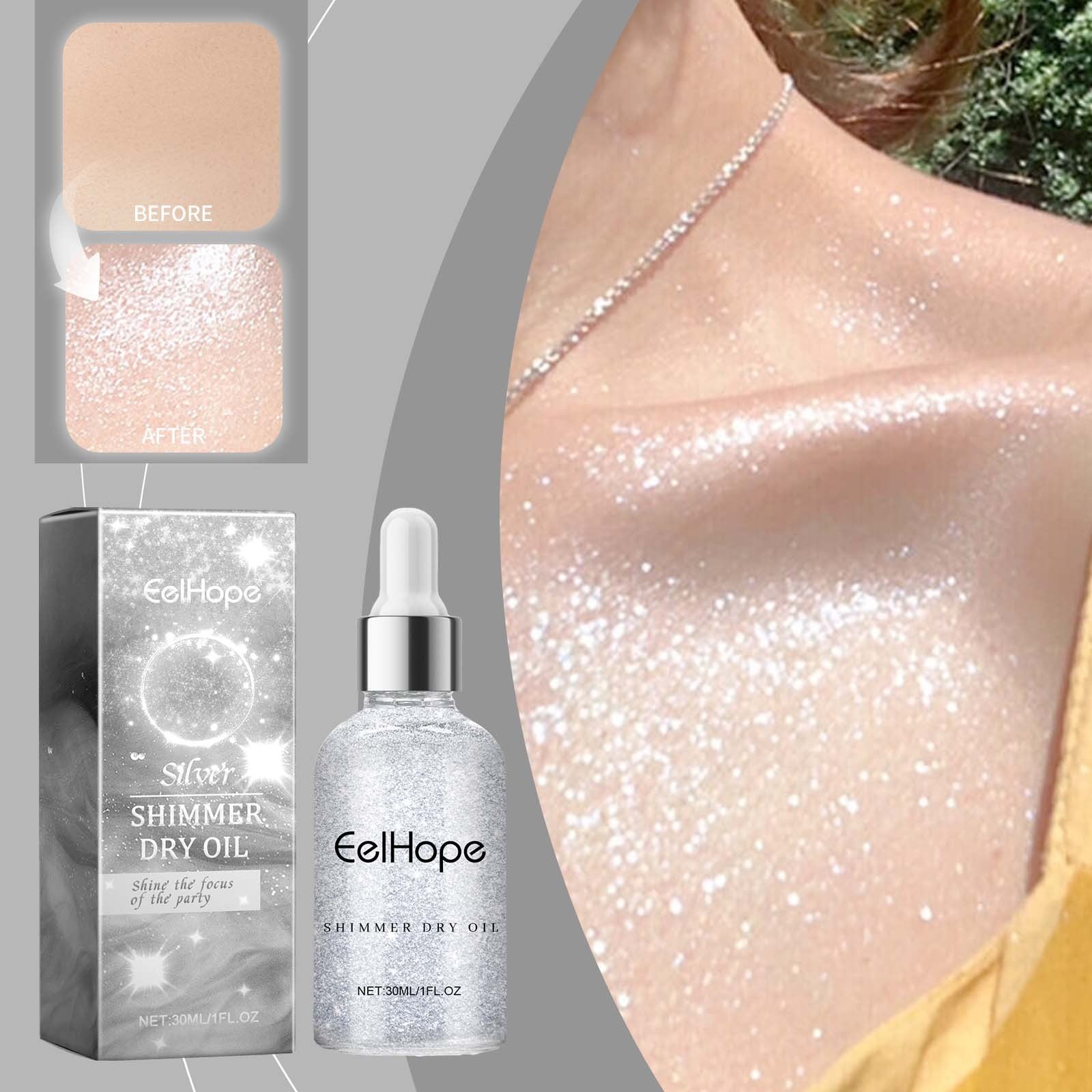 Shimmering Silver Body Oil for Party-Ready Glow