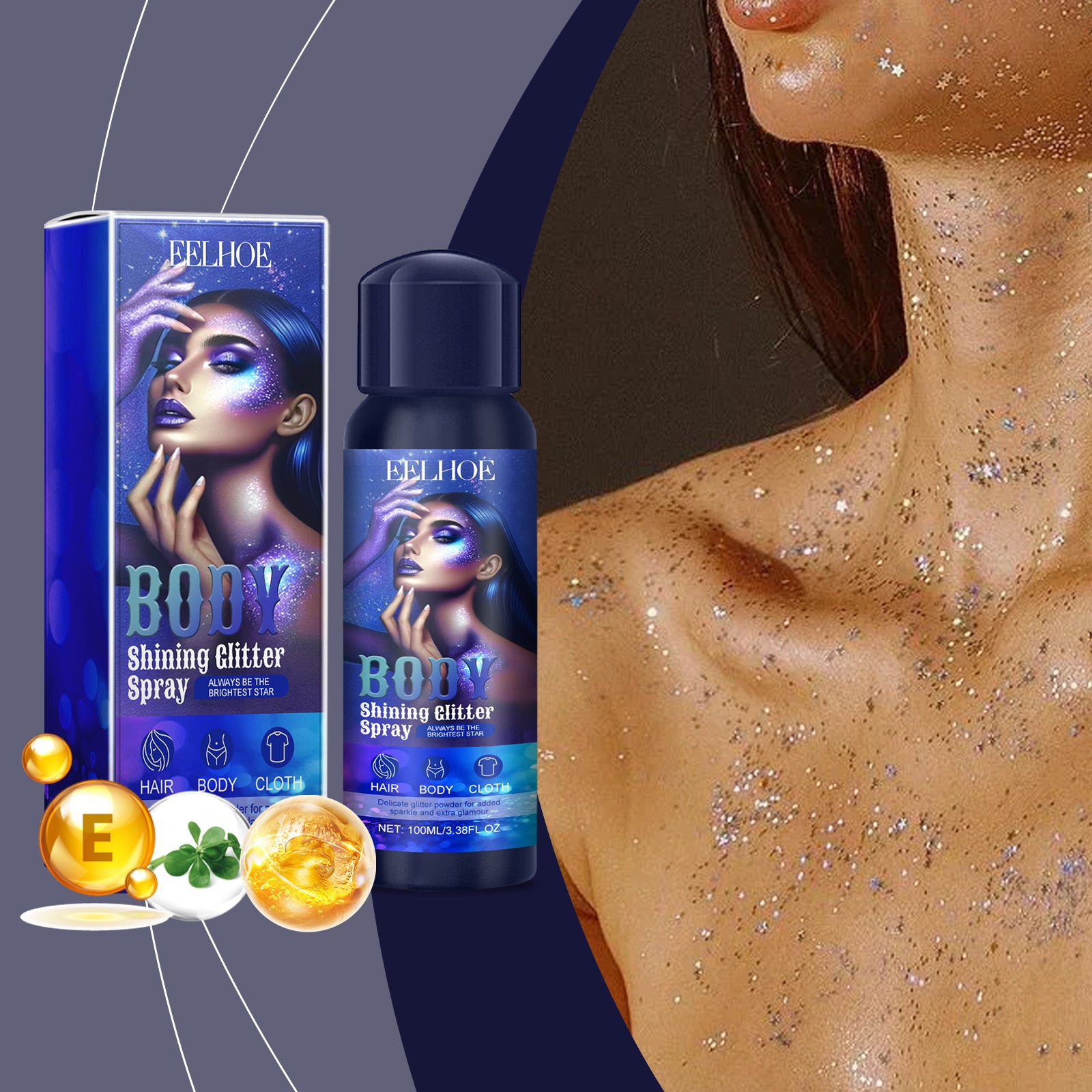 Highlighter Glitter Spray – Natural Stereoscopic Glow & Long-Lasting Sparkle