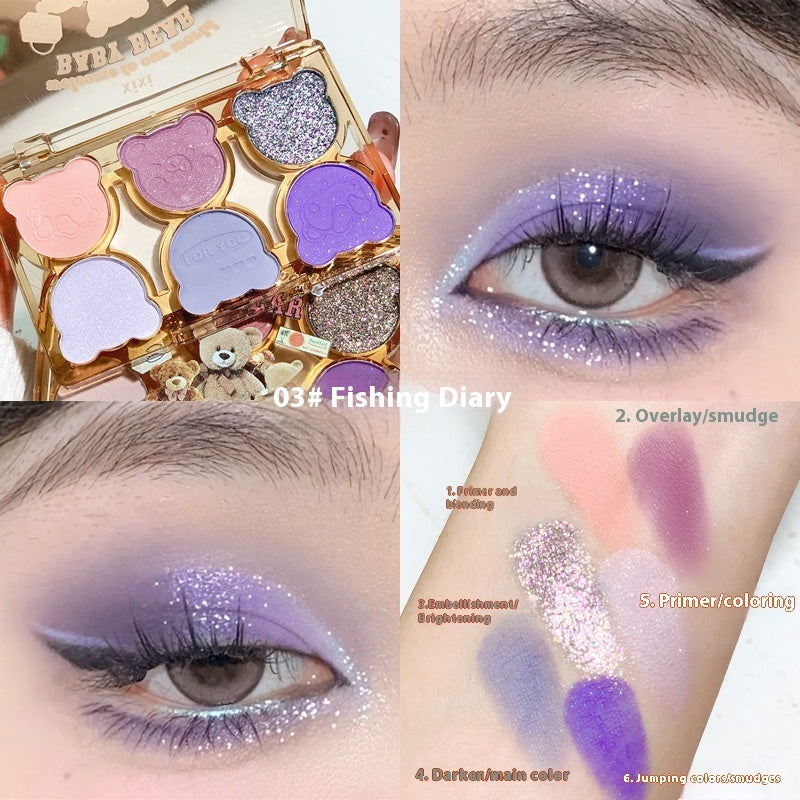 Six-Color Cool Diamond Eyeshadow for Smoky and Contrasted Eye Makeup