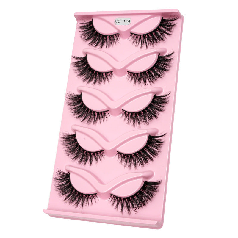 Five Pair Cat Eye Oblique Makeup Eyelashes for Thick, Dramatic Look