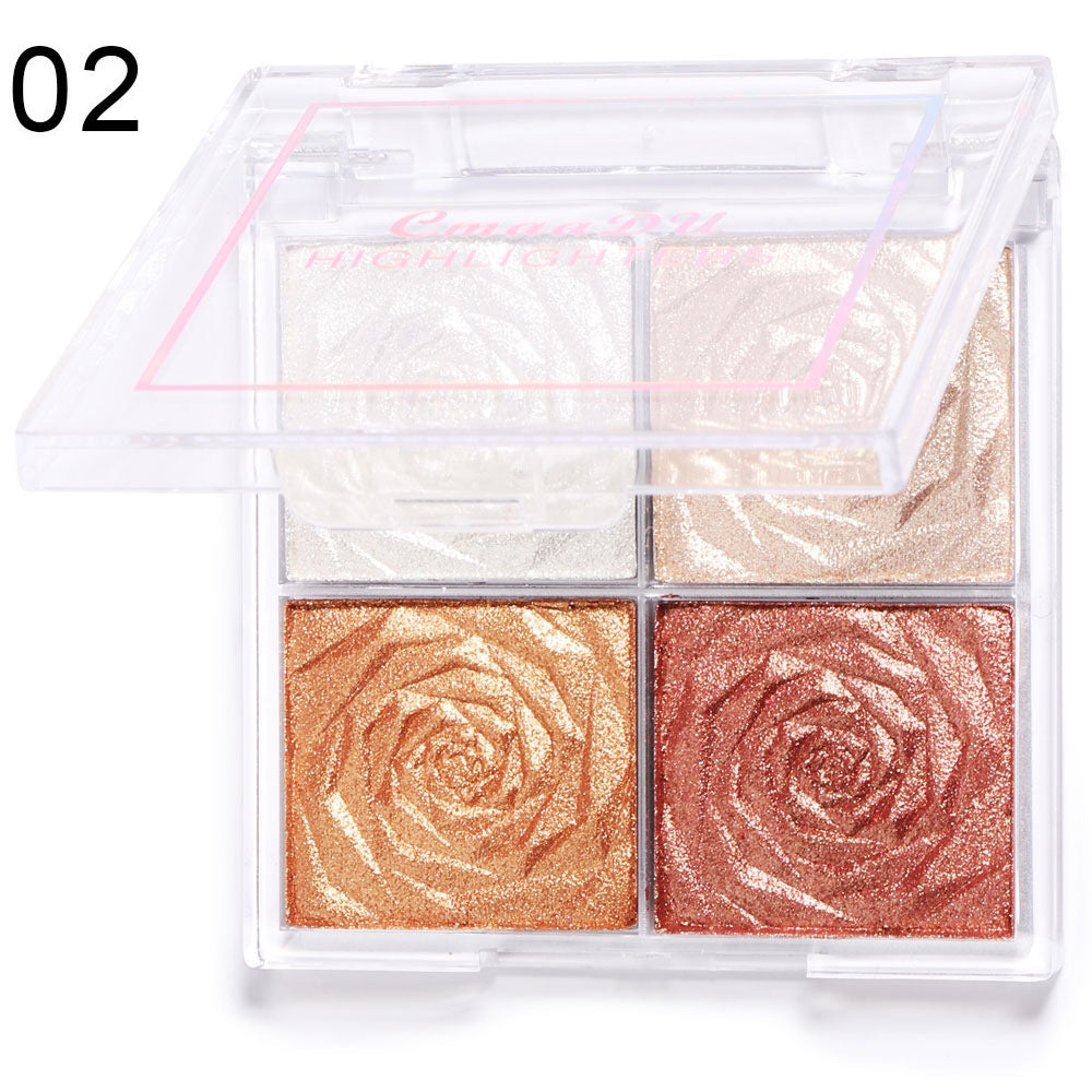 4-Color Highlighter, Eyeshadow & Blush Palette - Multi-Use, Pigmented & Long-Lasting Makeup