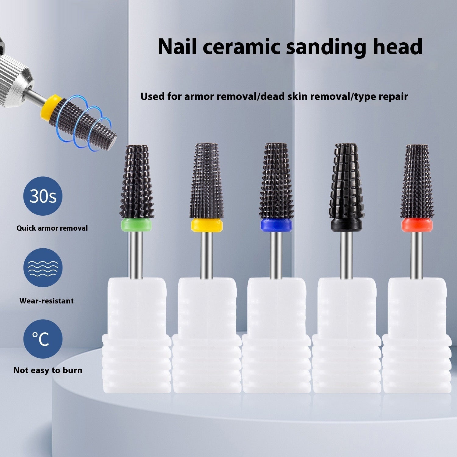 Ceramic Black Nail Polish Removal Head for Efficient Use