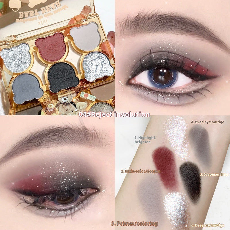 Six-Color Cool Diamond Eyeshadow for Smoky and Contrasted Eye Makeup