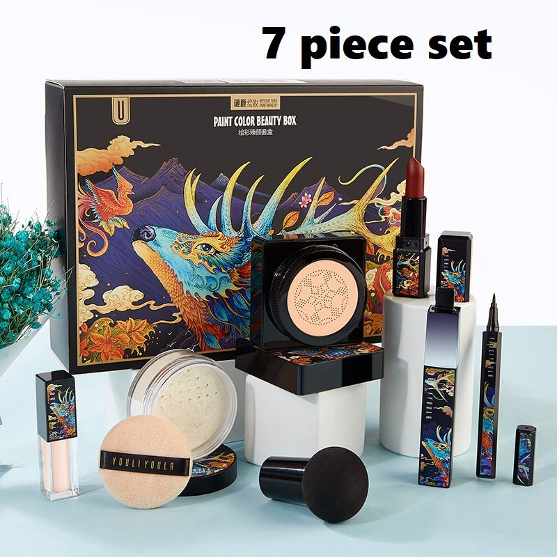 Affordable Nine-Piece Makeup Set with BB Cream, Powder, Lipstick, and More