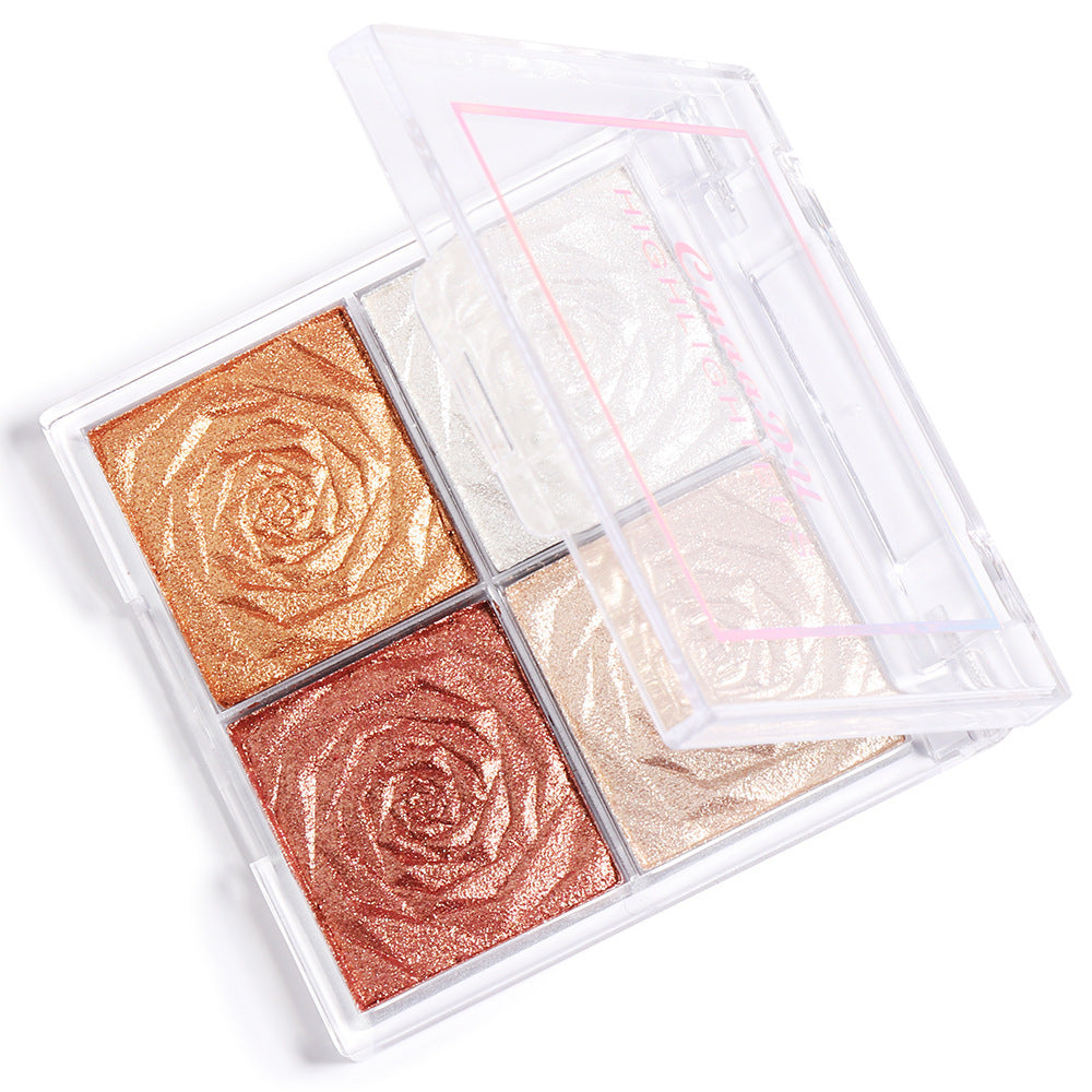 4-Color Highlighter, Eyeshadow & Blush Palette - Multi-Use, Pigmented & Long-Lasting Makeup